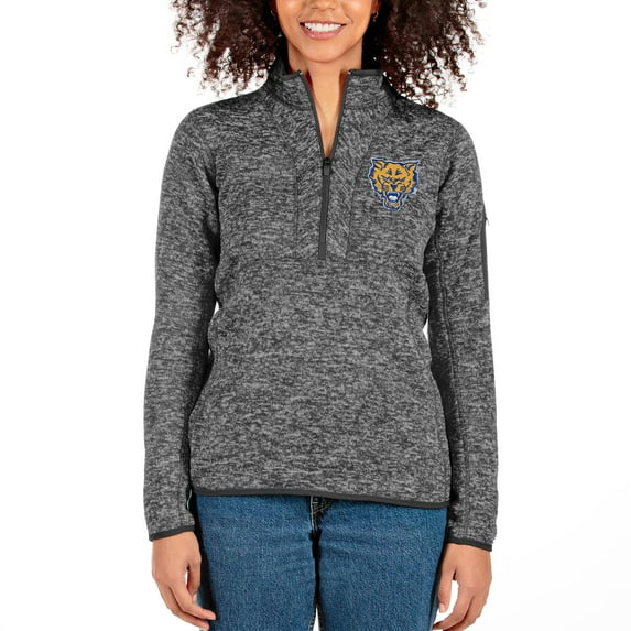 Women's Antigua Charcoal Fort Valley State Wildcats Fortune Half-Zip Pullover Jacket