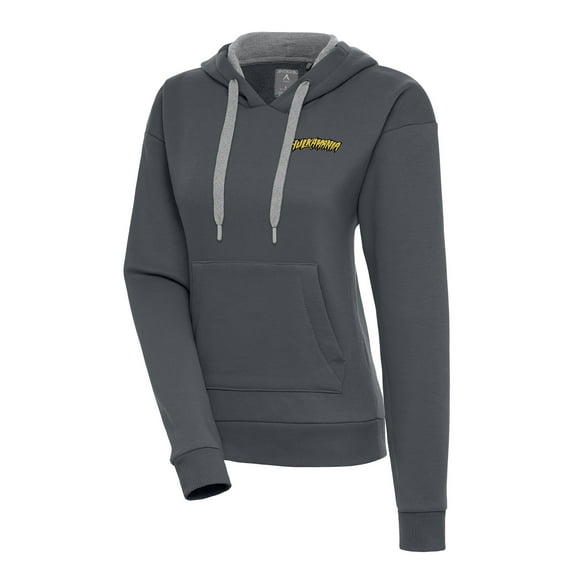 Women's Antigua Charcoal Hulk Hogan Victory Pullover Hoodie