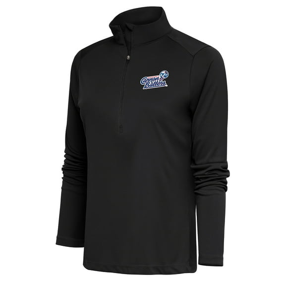 Women's Antigua Charcoal Kannapolis Cannon Ballers Tribute Half-Zip Pullover Top