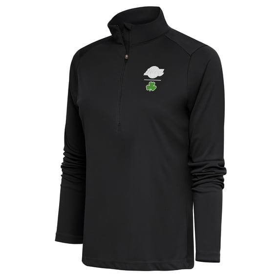 Women's Antigua Charcoal Los Angeles Lakers Shamrock Tribute Half-Zip Pullover Top