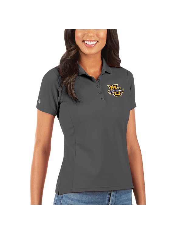 Women's Antigua Charcoal Marquette Golden Eagles Legacy Pique Polo