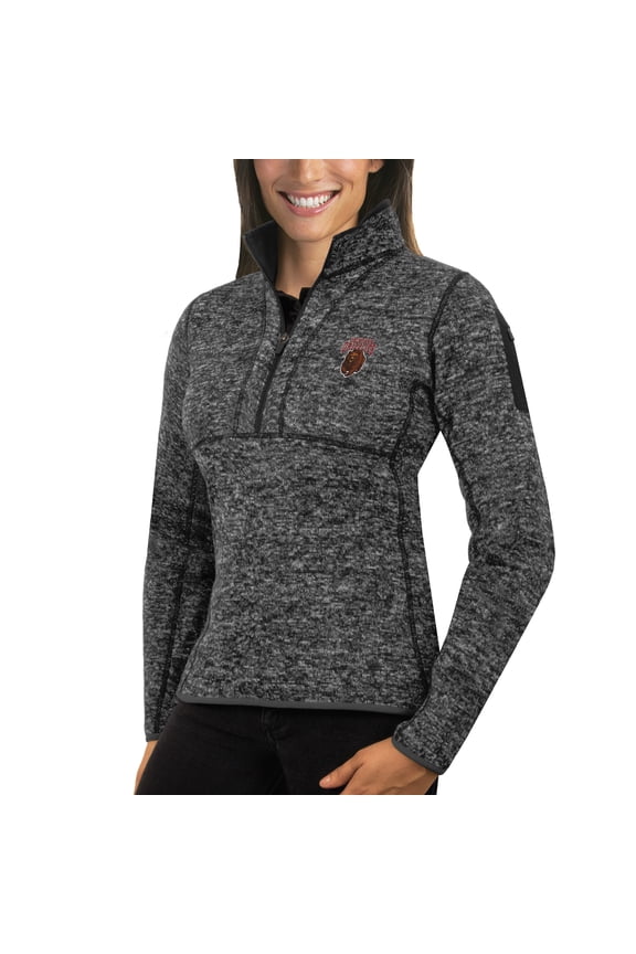 Women's Antigua Charcoal Montana Grizzlies Fortune 1/2-Zip Pullover Sweater