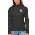 thumbnail image 1 of Women's Antigua Charcoal New York Yankees Tribute Quarter-Zip Pullover Top, 1 of 1