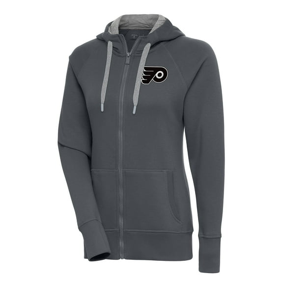 Women's Antigua  Charcoal Philadelphia Flyers Metallic Logo Victory Full-Zip Hoodie