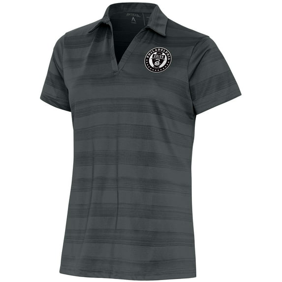 Women's Antigua Charcoal Philadelphia Union Brushed Metallic Compass Polo
