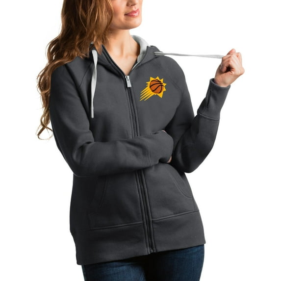 Women's Antigua Charcoal Phoenix Suns Victory Full-Zip Hoodie