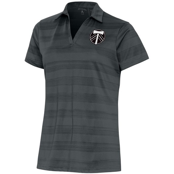 Women's Antigua Charcoal Portland Timbers Brushed Metallic Compass Polo