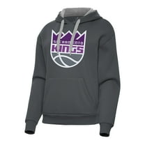 Women's Antigua Charcoal Sacramento Kings Victory Pullover Hoodie