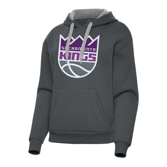 Women's Antigua Charcoal Sacramento Kings Victory Pullover Hoodie