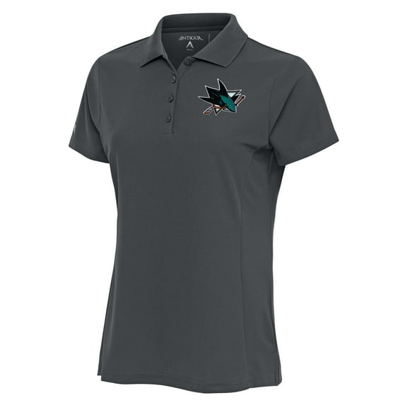 Women's Antigua Charcoal San Jose Sharks Team Logo Legacy Pique Polo