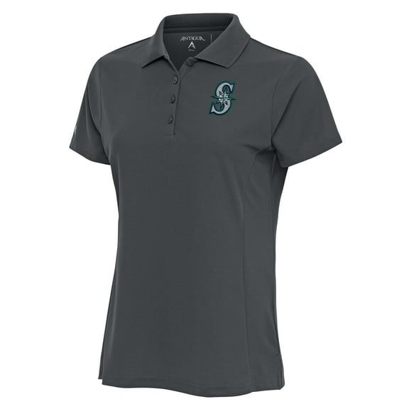 Women's Antigua Charcoal Seattle Mariners Logo Legacy Pique Polo