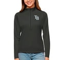 thumbnail image 1 of Women's Antigua Charcoal Tampa Bay Rays Tribute Quarter-Zip Pullover Top, 1 of 1