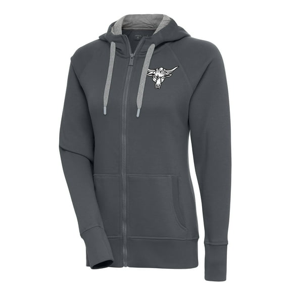 Women's Antigua  Charcoal The Rock Victory Raglan Full-Zip Hoodie