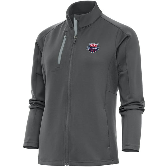 Women's Antigua Charcoal USA Swimming Generation Full-Zip Jacket