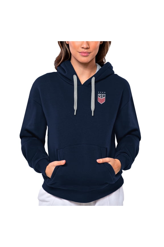 Women's Antigua Charcoal USWNT Victory Pullover Hoodie
