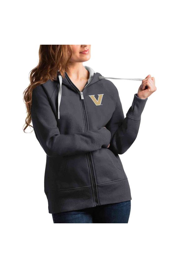 Women's Antigua Charcoal Vanderbilt Commodores Victory Full-Zip Hoodie