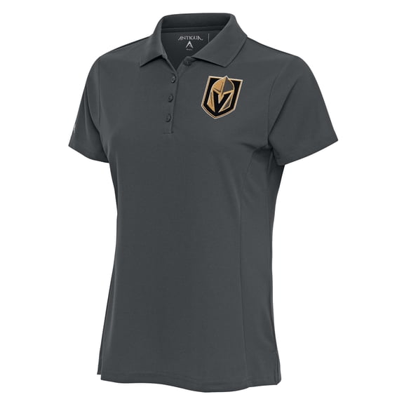 Women's Antigua Charcoal Vegas Golden Knights Team Logo Legacy Pique Polo