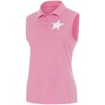 thumbnail image 1 of Women's Antigua Coral Dallas Stars White Logo Sleeveless Recap Polo, 1 of 2