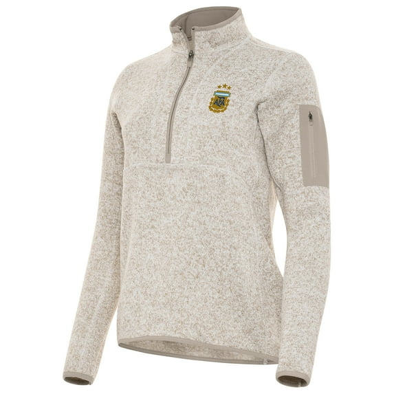 Women's Antigua Cream Argentina National Team Fortune Half-Zip Pullover Jacket