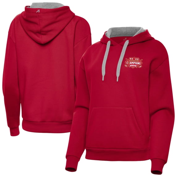 Women's Antigua Crimson Denver Pioneers 2026 NCAA Frozen Four Men's Ice Hockey National Champions Victory Hoodie