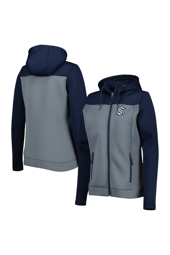 Women's Antigua Deep Sea Blue/Gray Seattle Kraken Protect Full-Zip Jacket