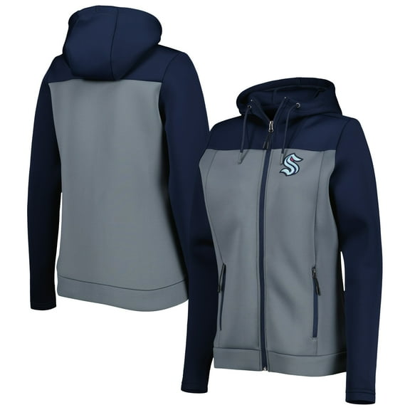 Women's Antigua Deep Sea Blue/Gray Seattle Kraken Protect Full-Zip Jacket