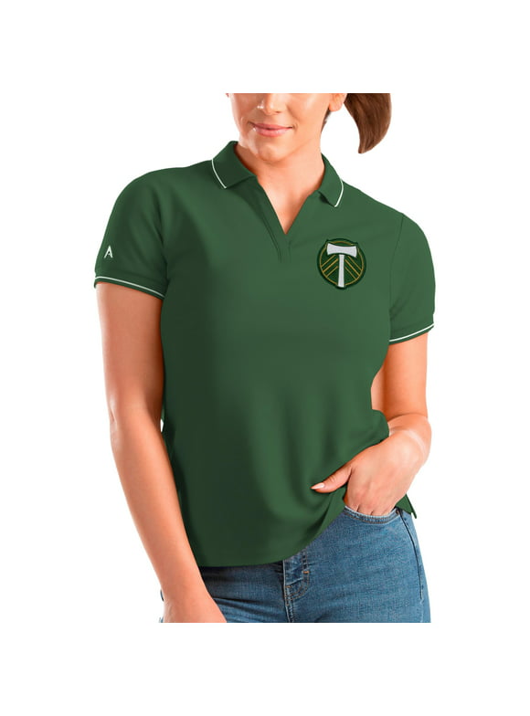 Women's Antigua Forest Green Portland Timbers  Solid Pique Polo