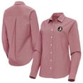 thumbnail image 1 of Women's Antigua Garnet Florida State Seminoles Porter Woven Tri-Blend Long Sleeve Button-Up Shirt, 1 of 3
