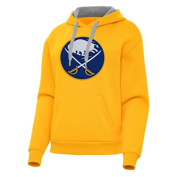 Women's Antigua Gold Buffalo Sabres Victory Pullover Hoodie