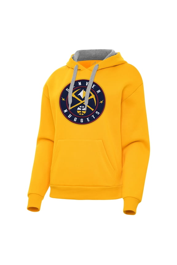 Women's Antigua Gold Denver Nuggets Victory Pullover Hoodie