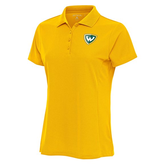 Women's Antigua Gold Wayne State Warriors Legacy Pique Desert Dry Polo