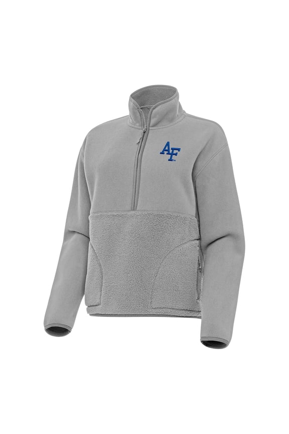 Women's Antigua Gray Air Force Falcons Figure Half-Zip Pullover Sweatshirt