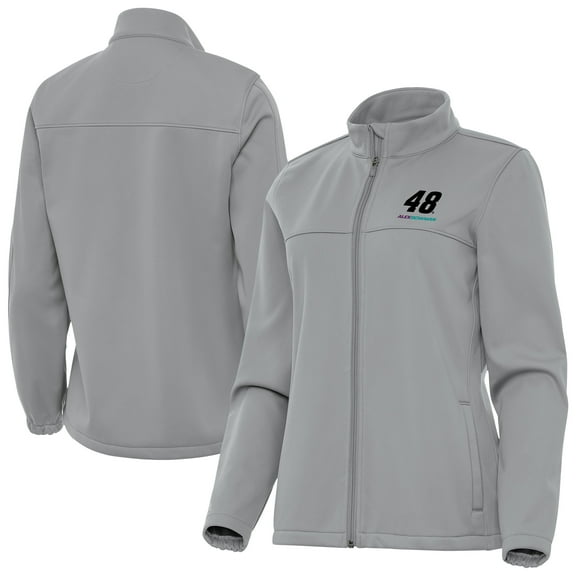 Women's Antigua Gray Alex Bowman Links 2 Full-Zip Golf Jacket
