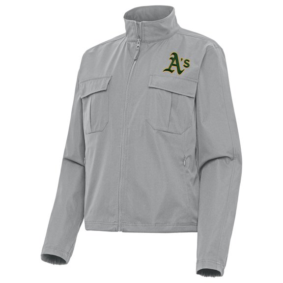 Women's Antigua Gray Athletics Even Par Full-Zip Jacket