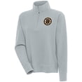 thumbnail image 1 of Women's Antigua  Gray Boston Bruins Portal Quarter-Zip Pullover Top, 1 of 1
