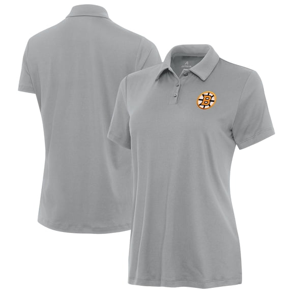 Women's Antigua Gray Boston Bruins Reprocess Polo