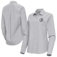thumbnail image 1 of Women's Antigua Gray Brooklyn Nets Porter Woven Long Sleeve Button-Up Shirt, 1 of 3