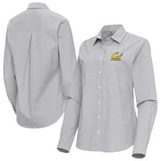 Womens Antigua Gray Cal Bears Porter Woven Tri-Blend Long Sleeve Button-Up Shirt