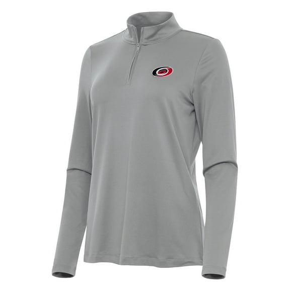 Women's Antigua Gray Carolina Hurricanes Reprocess Quarter-Zip Top