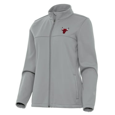 Women's Antigua Gray Chicago Bulls Links 2 Full-Zip Golf Jacket