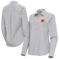 thumbnail image 1 of Women's Antigua Gray Clemson Tigers Porter Woven Tri-Blend Long Sleeve Button-Up Shirt, 1 of 3