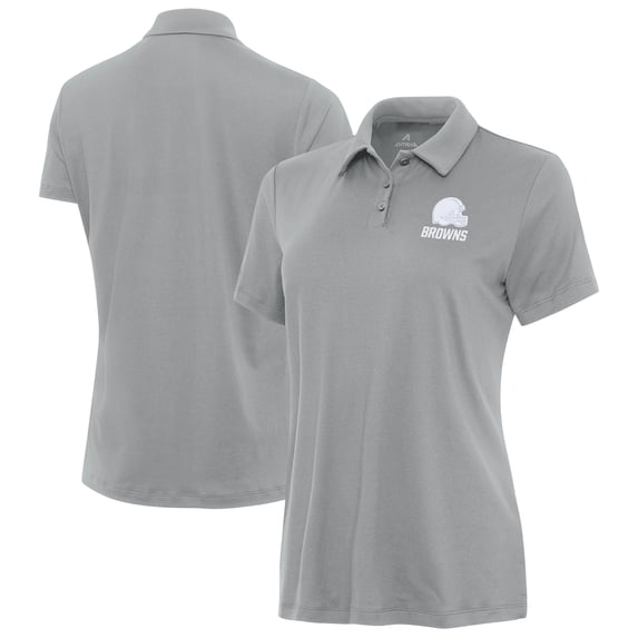 Women's Antigua Gray Cleveland Browns Reprocess Polo