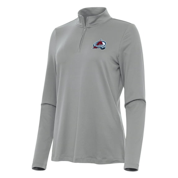 Women's Antigua Gray Colorado Avalanche Reprocess Quarter-Zip Top
