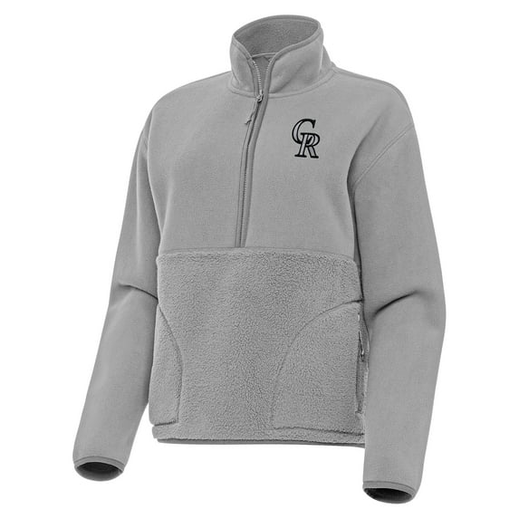 Women's Antigua Gray Colorado Rockies Figure Half-Zip Sweatshirt