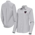 thumbnail image 1 of Women's Antigua Gray D.C. United Porter Woven Tri-Blend Long Sleeve Button-Up Shirt, 1 of 3