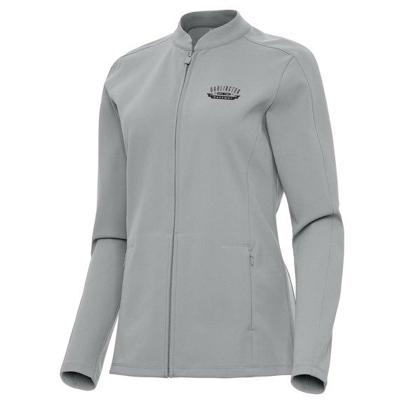 Women's-Antigua  Gray Darlington Raceway Regard Full-Zip Jacket