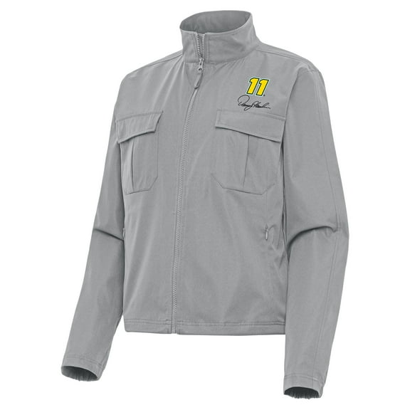 Women's Antigua Gray Denny Hamlin Even Par Full-Zip Jacket
