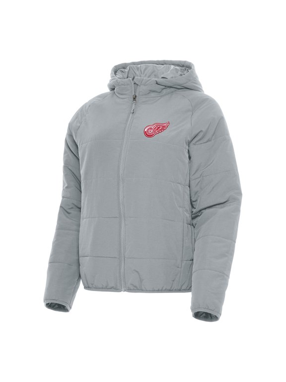 Women's Antigua Gray Detroit Red Wings Universe Full-Zip Puffer Jacket