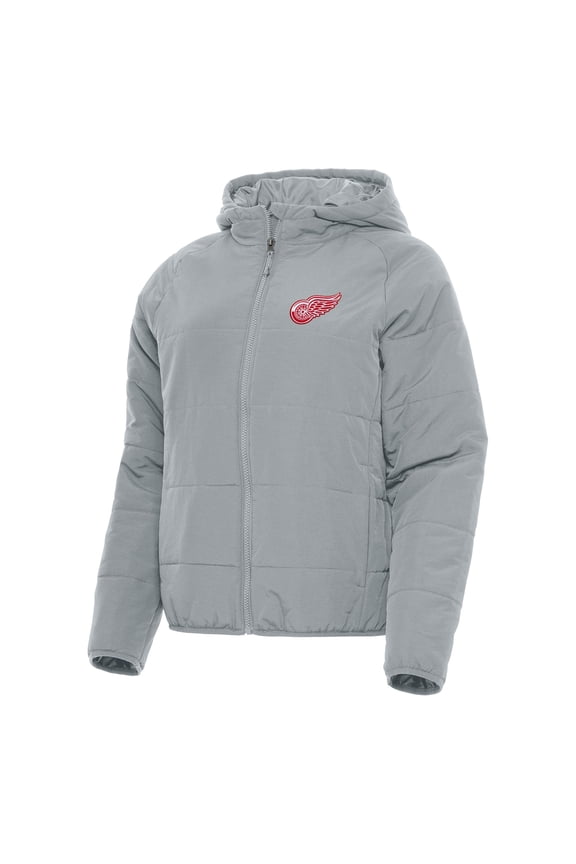 Women's Antigua Gray Detroit Red Wings Universe Full-Zip Puffer Jacket