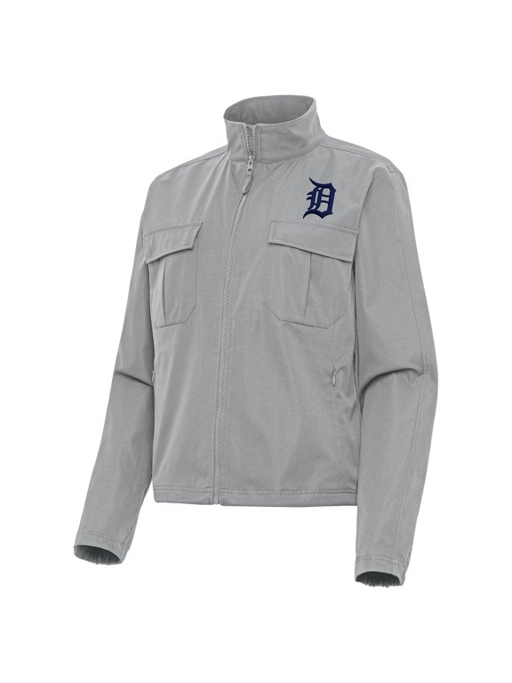Women's Antigua Gray Detroit Tigers Even Par Full-Zip Jacket